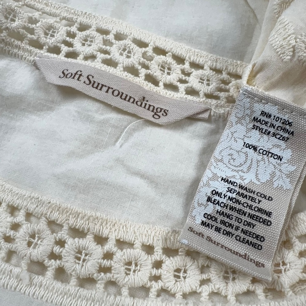 Soft Surroundings Boho Cottage Peasant Tunic Large Floral Embroidered Crochet - Picture 5 of 6